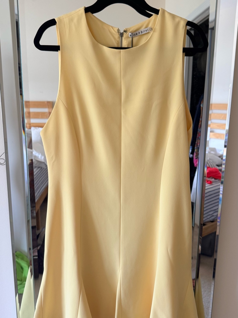Alice + Olivia Pale Yellow Sleeveless Midi Dress